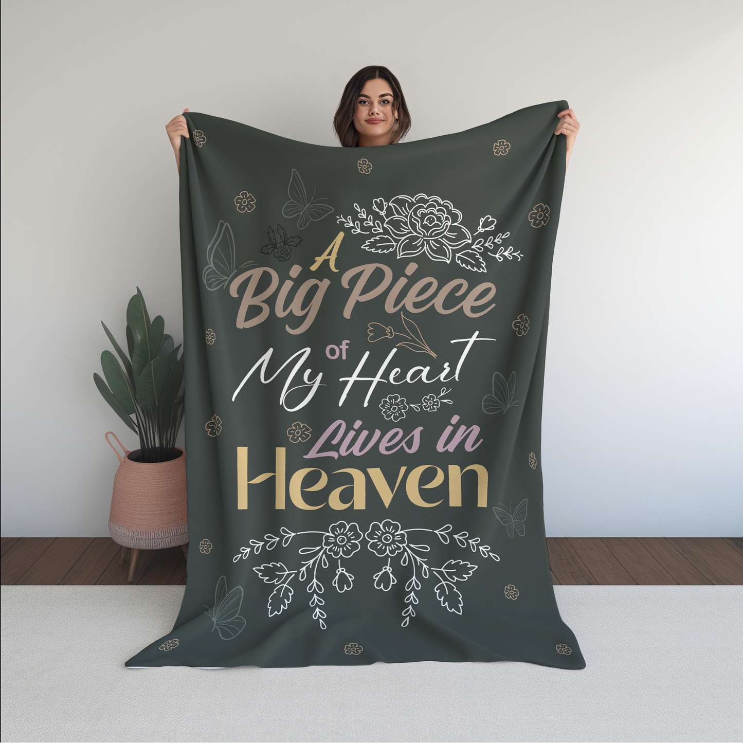 "A Big Piece of My Heart Lives in Heaven"  Blanket